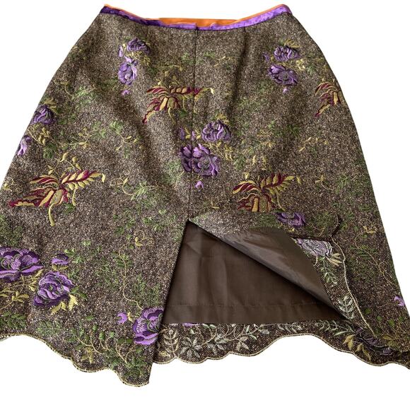 Etcetera Womens Wool Blend Scallop Hem Skirt Size 4 Embroidered Pencil - Picture 8 of 8